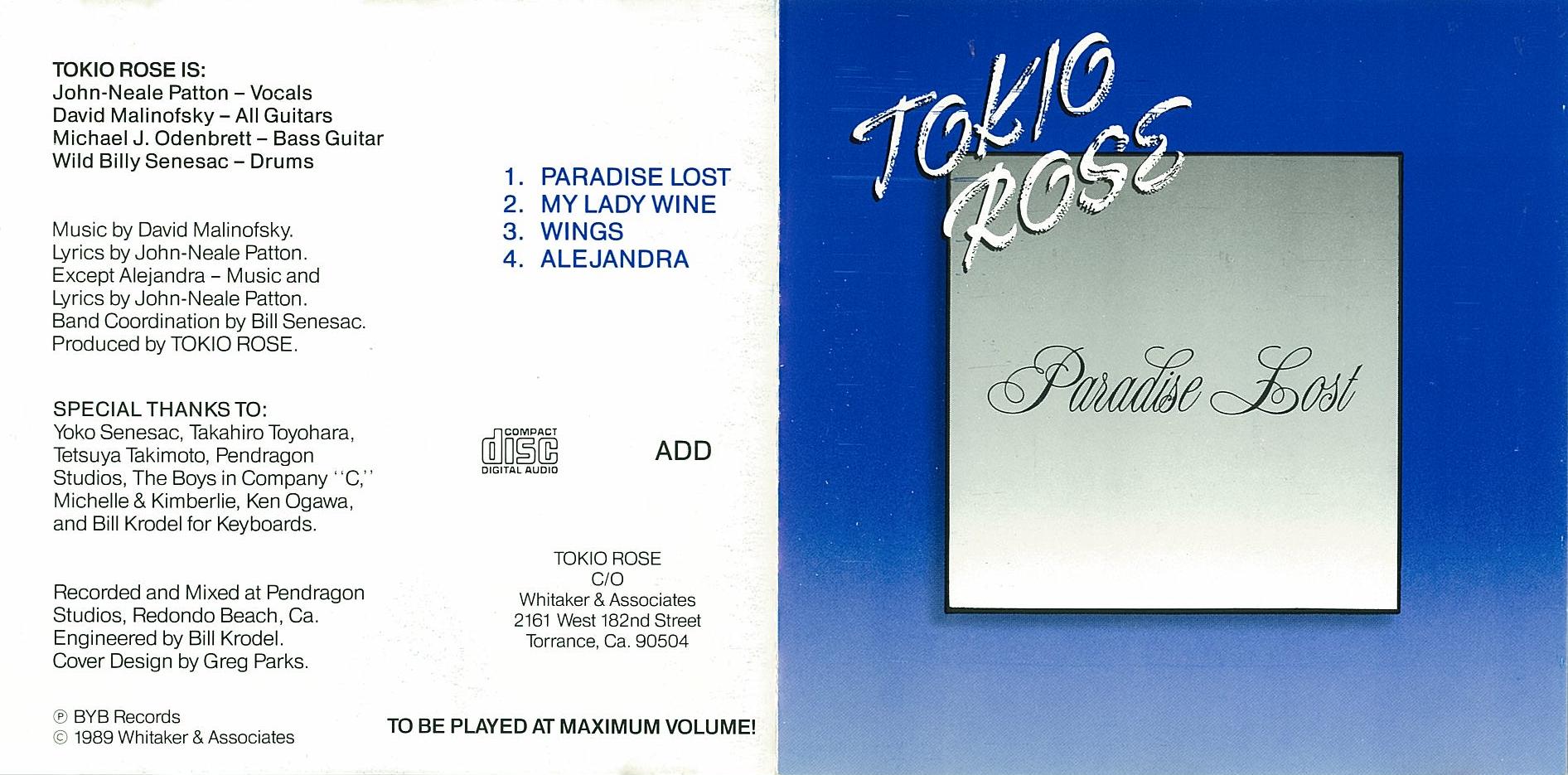 TOKIO ROSE/Paradise Lost : HR/HM 輸入オリジナル盤・廃盤