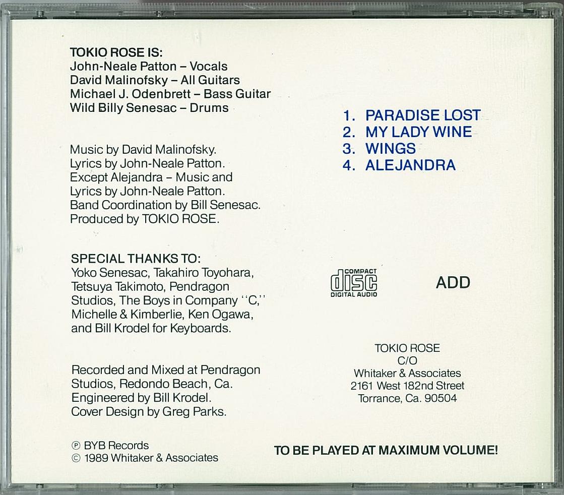 Tokio Rose - Paradise Lost CD. Heavy Harmonies Discography