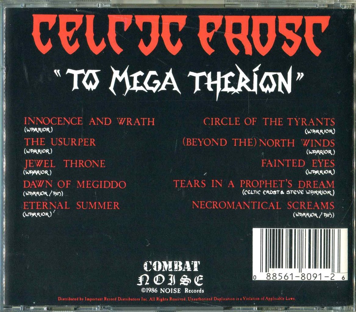 CELTIC FROST/To Mega Therion : HR/HM 輸入オリジナル盤・廃盤 