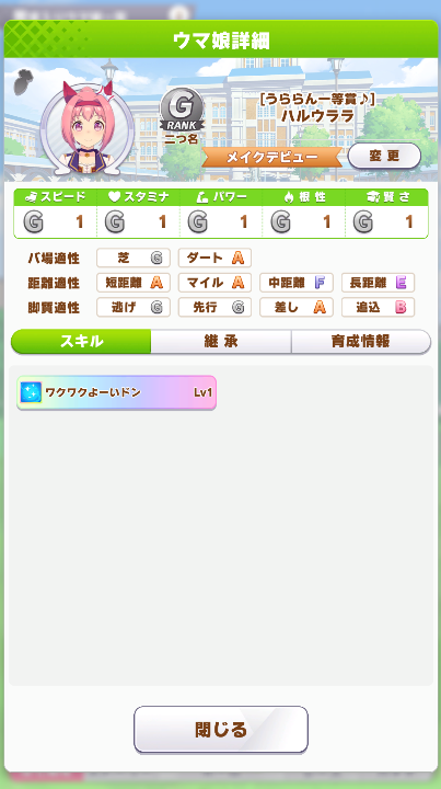 ウマ娘 全ステータス1のハルウララがいて草 うまうま速報 ウマ娘 全ステータス1のハルウララがいて草 うまうま速報