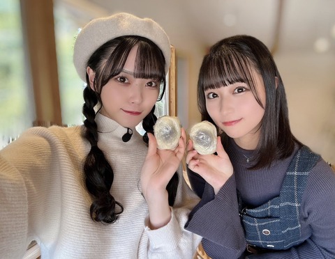 【STU48】原田清花&吉田彩良、福岡美人ツーショット😻