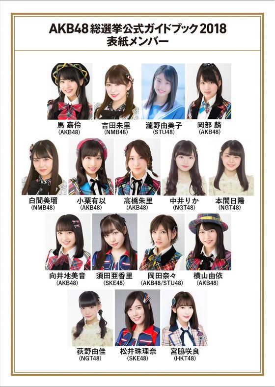 AKB48総選挙公式ガイド2018の表紙／裏表紙のメンバー発表