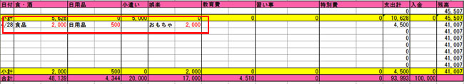 エクセル家計簿(クレジットカード毎月)