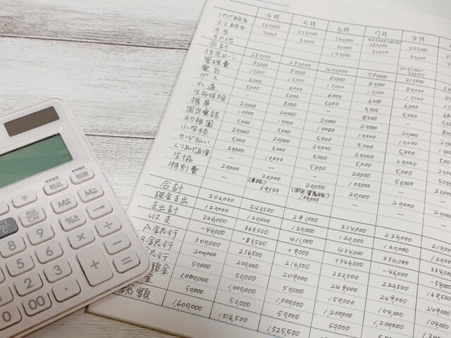 家計簿の年間予算表