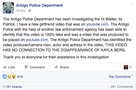 antigo-police-department-statement-hoax-video-not-kayla-berg