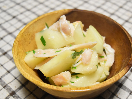 パリパリ桃と自家製サラダチキンのシンプルサラダ 旬にしか食べられないおつまみ Super Slow Iegohan 毎日呑んでもダイエット ボディメイクおつまみ