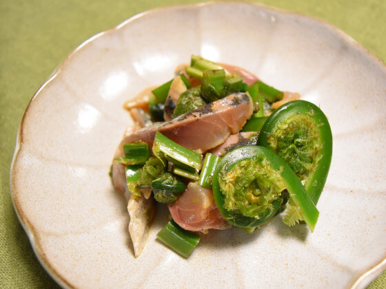 アジの酢締めとこごみの和え物 簡単小料理屋さん風の先付け Super Slow Iegohan 毎日呑んでもダイエット ボディメイクおつまみ