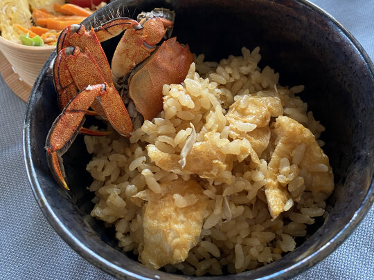 モクズガニと油揚げの炊き込みご飯 うまみがすごい 贅沢な新米レシピ Super Slow Iegohan 毎日呑んでもダイエット ボディメイクおつまみ