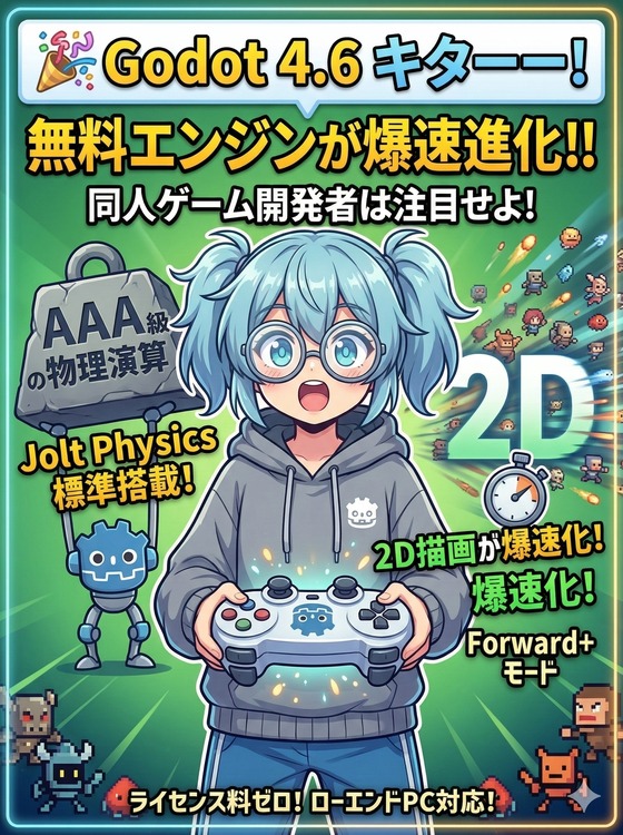 完全無料の逆襲！Godot 4.6登場でUnity勢も無視できない『AAA級の物理演算』が標準搭載に