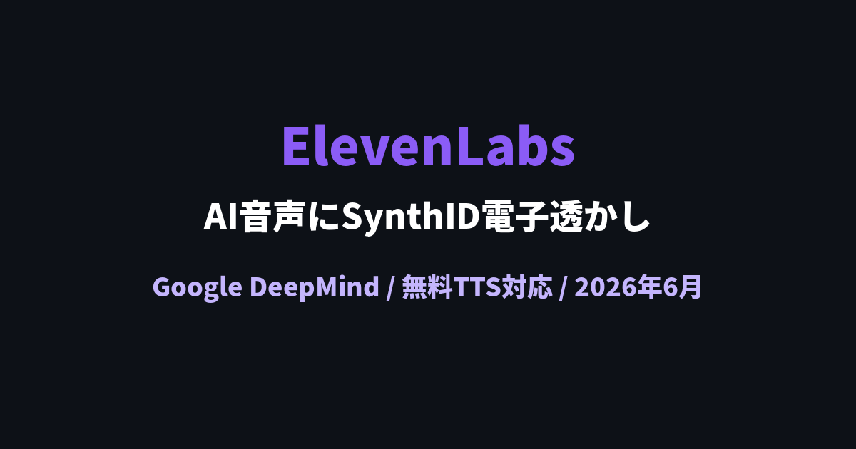 ElevenLabs、Google DeepMind SynthIDを統合。AI音声に電子透かしを標準搭載 - AI Chronicle ...
