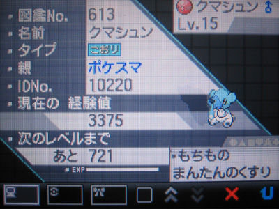 ポケスマのおたすけクマシュン 受けとったぜ 有栖のポケモン日記