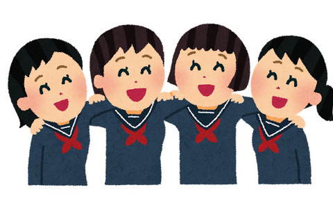 free-illustration-friends-schoolgirls-irasutoya