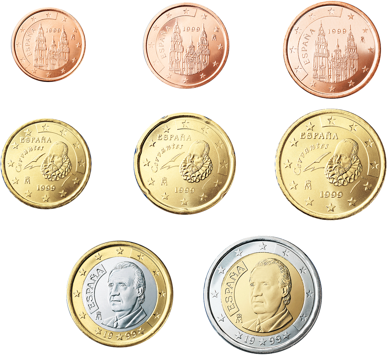 スペインのユーロ硬貨