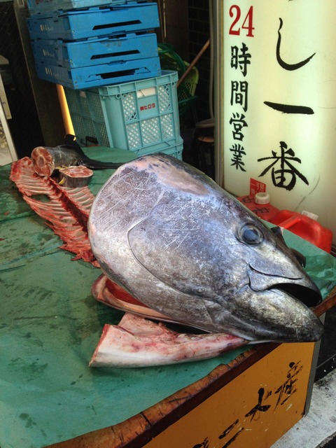 21 - Giant tuna carcass outside the sushi restaurant