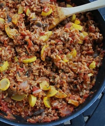 Italian-Pork-and-Brown-Rice-Skillet