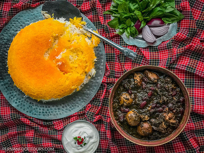ghormeh-sabzi-persian-rice