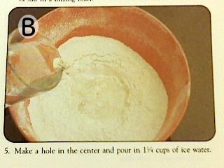 Make a hole in the center and pour in ice water.