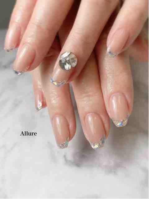 ガラスフレンチ Kyotoネイルサロンallure ガラスフレンチ Kyotoネイルサロンallure