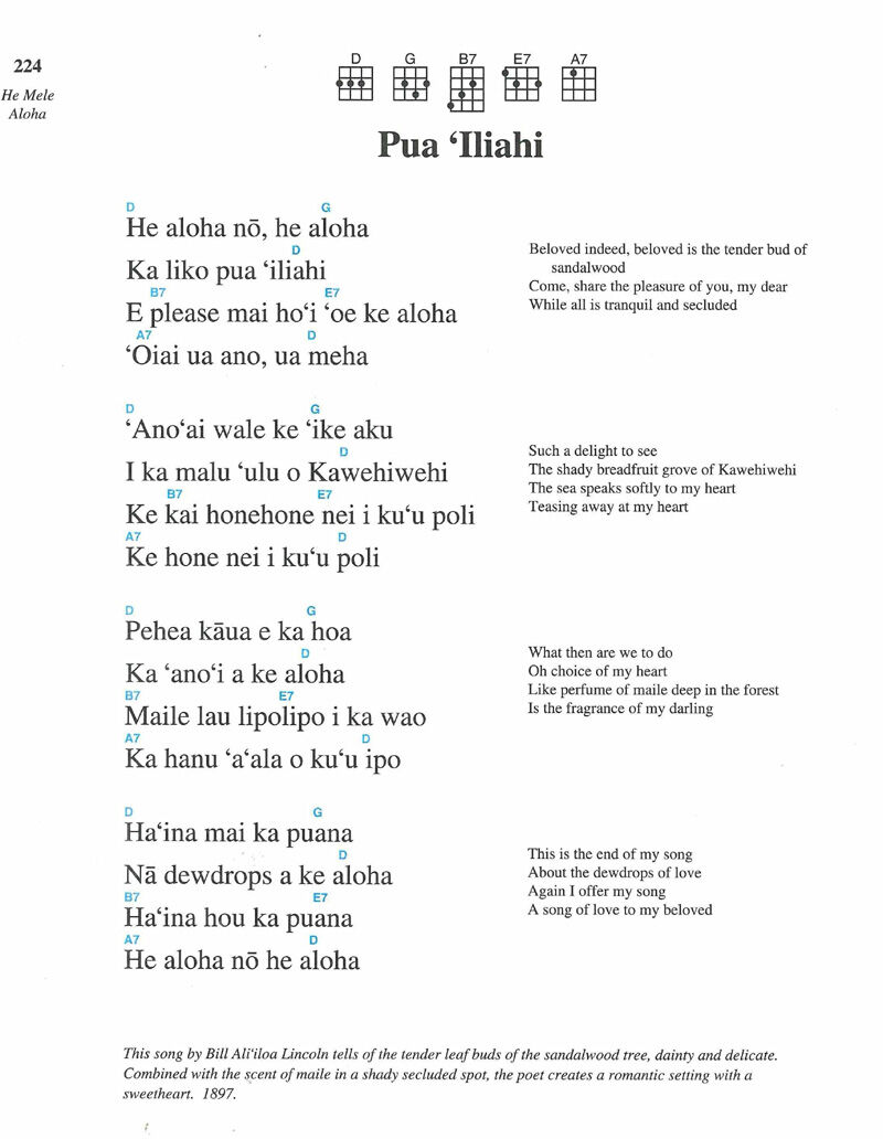 ハワイアンヒット曲185曲歌詞とコード付きHe Mele Alohaお譲りし