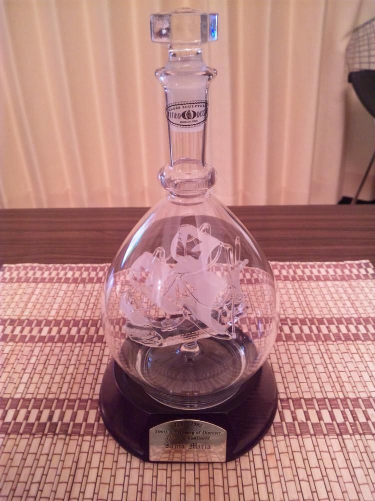 サンタマリア号のガラスボトルシップ