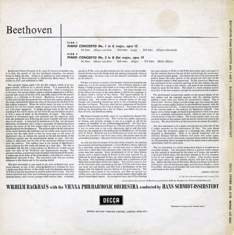 バックハウス&イッセルシュテット ベートーヴェン・ピアノ協奏曲1&2番 DECCA SXL2178