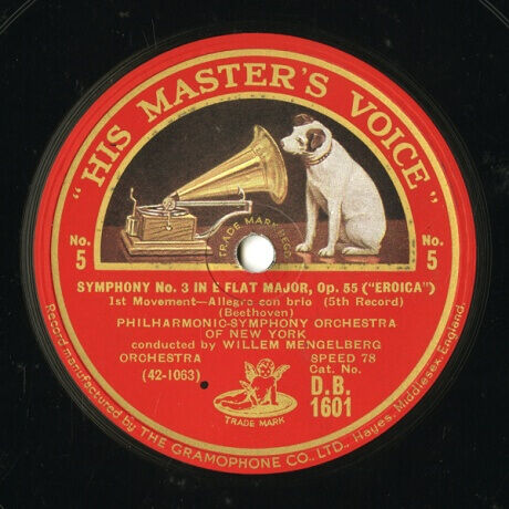 【SP盤】GB HMV D.B.1601 WILLEM MENGELBERG PHILHARMONIC-SYMPHONY ORCHESTRA OF NEW YORK Beethoven SYMPHONY No.3 IN E FLAT MAJOR, Op.55 (