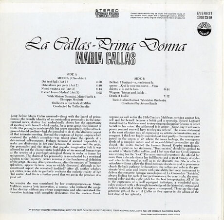 マリア・カラス ケルビーニ・メディアより歌曲集 EVEREST SDBR3259