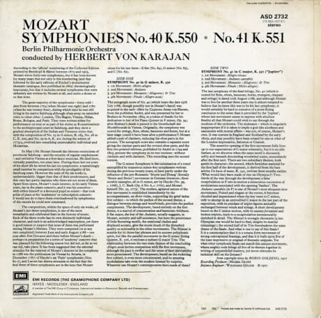 ヘルベルト・フォン・カラヤン モーツァルト・交響曲40番/41番「ジュピター」 EMI ASD2732