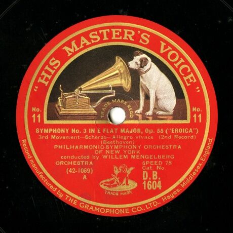 【SP盤】GB HMV D.B.1604 WILLEM MENGELBERG PHILHARMONIC-SYMPHONY ORCHESTRA OF NEW YORK Beethoven SYMPHONY No.3 IN E FLAT MAJOR, Op.55 (