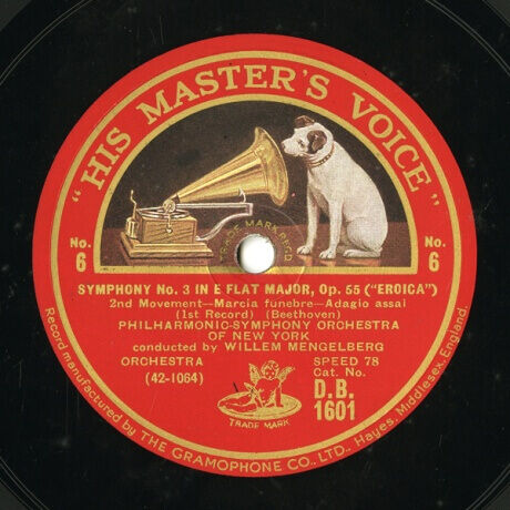 【SP盤】GB HMV D.B.1601 WILLEM MENGELBERG PHILHARMONIC-SYMPHONY ORCHESTRA OF NEW YORK Beethoven SYMPHONY No.3 IN E FLAT MAJOR, Op.55 (
