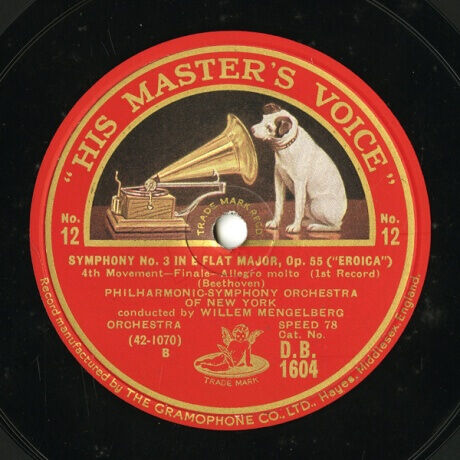 【SP盤】GB HMV D.B.1604 WILLEM MENGELBERG PHILHARMONIC-SYMPHONY ORCHESTRA OF NEW YORK Beethoven SYMPHONY No.3 IN E FLAT MAJOR, Op.55 (