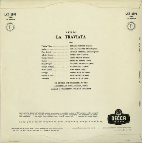 レナータ・テバルディ ヴェルディ・椿姫 DECCA LXT2992-4