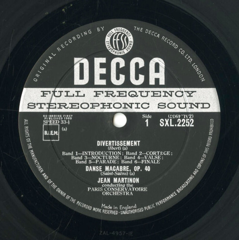 GB DEC SXL2252 マルティノン フランス管弦楽曲集