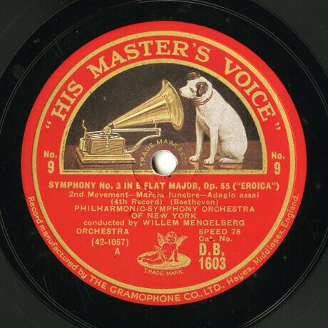 【SP盤】GB HMV D.B.1603 WILLEM MENGELBERG PHILHARMONIC-SYMPHONY ORCHESTRA OF NEW YORK Beethoven SYMPHONY No.3 IN E FLAT MAJOR, Op.55 (