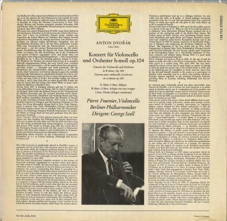 ピエール・フルニエ ドヴォルザーク「チェロ協奏曲」 DGG SLPM138 755