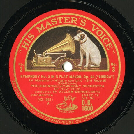 【SP盤】GB HMV D.B.1600 WILLEM MENGELBERG PHILHARMONIC-SYMPHONY ORCHESTRA OF NEW YORK Beethoven SYMPHONY No.3 IN E FLAT MAJOR, Op.55 (
