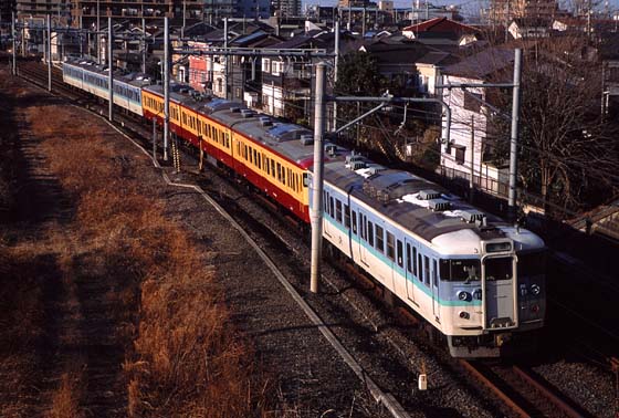 115系前面種別幕(新潟車両センターN7編成) JR東日本115系新潟車両センター@L99編成+N3編成(出場回送