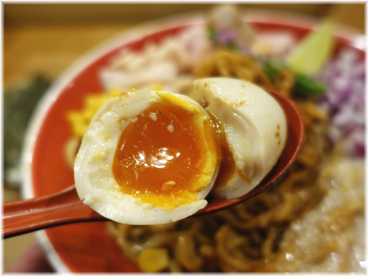 柿田川ひばり2 味噌和え麺の味玉