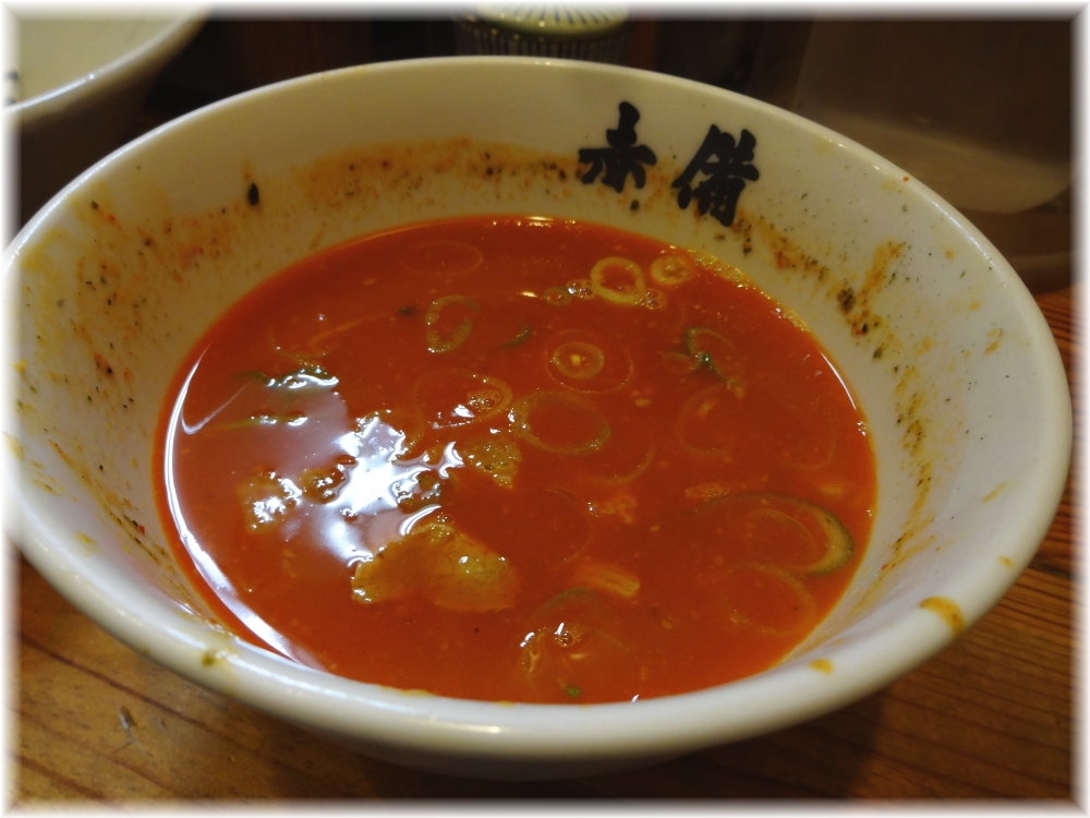 赤備 赤辛つけめんのスープ割