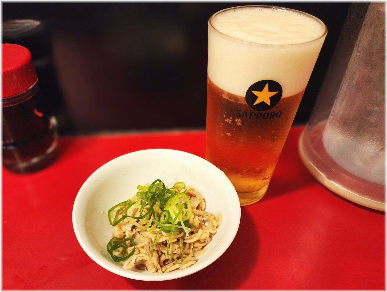 長浜屋台やまちゃん銀座店3 生ビールと酢もつ