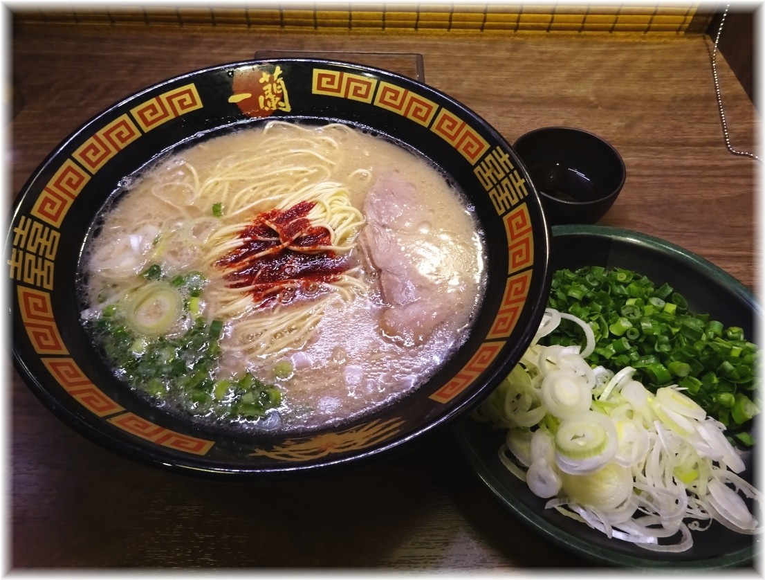 一蘭川崎店 ラーメン+ネギ増し+オスカランの酸味