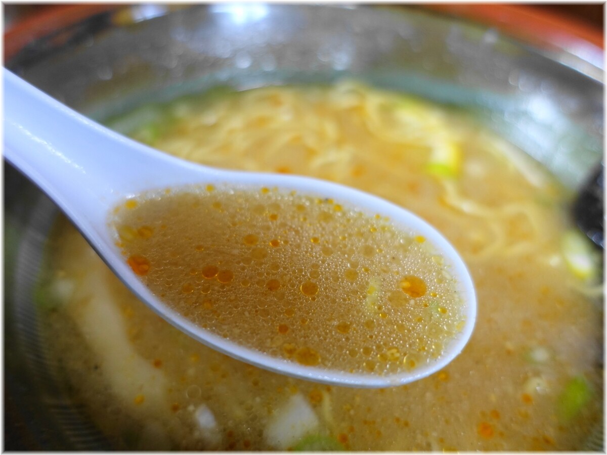 十八番@能代 味噌(並)のスープ(ラー油入り)