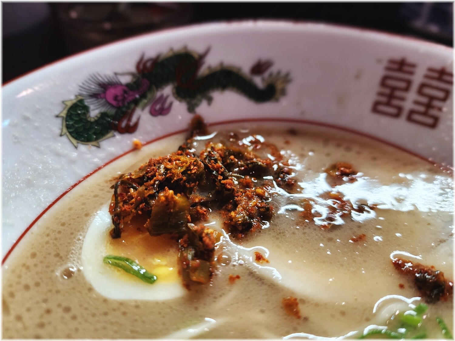 くるめや6 豚骨ラーメンに辛子高菜