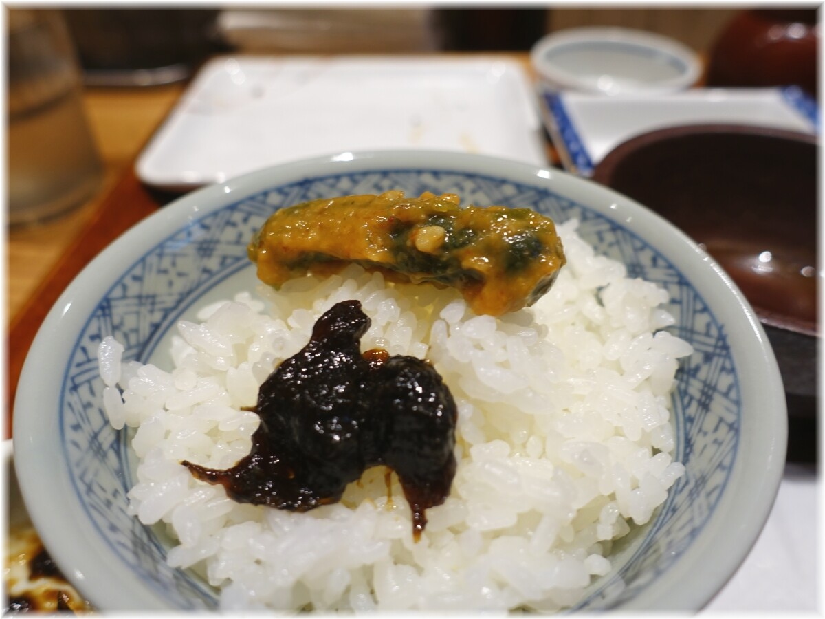 海富道　ご飯にきゅうりの味噌漬けと海苔の佃煮
