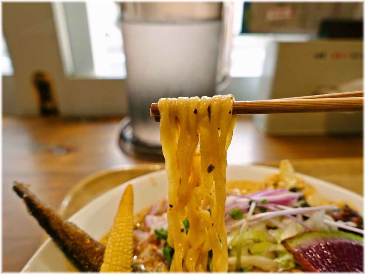 点と線.スパイスラーメンの麺