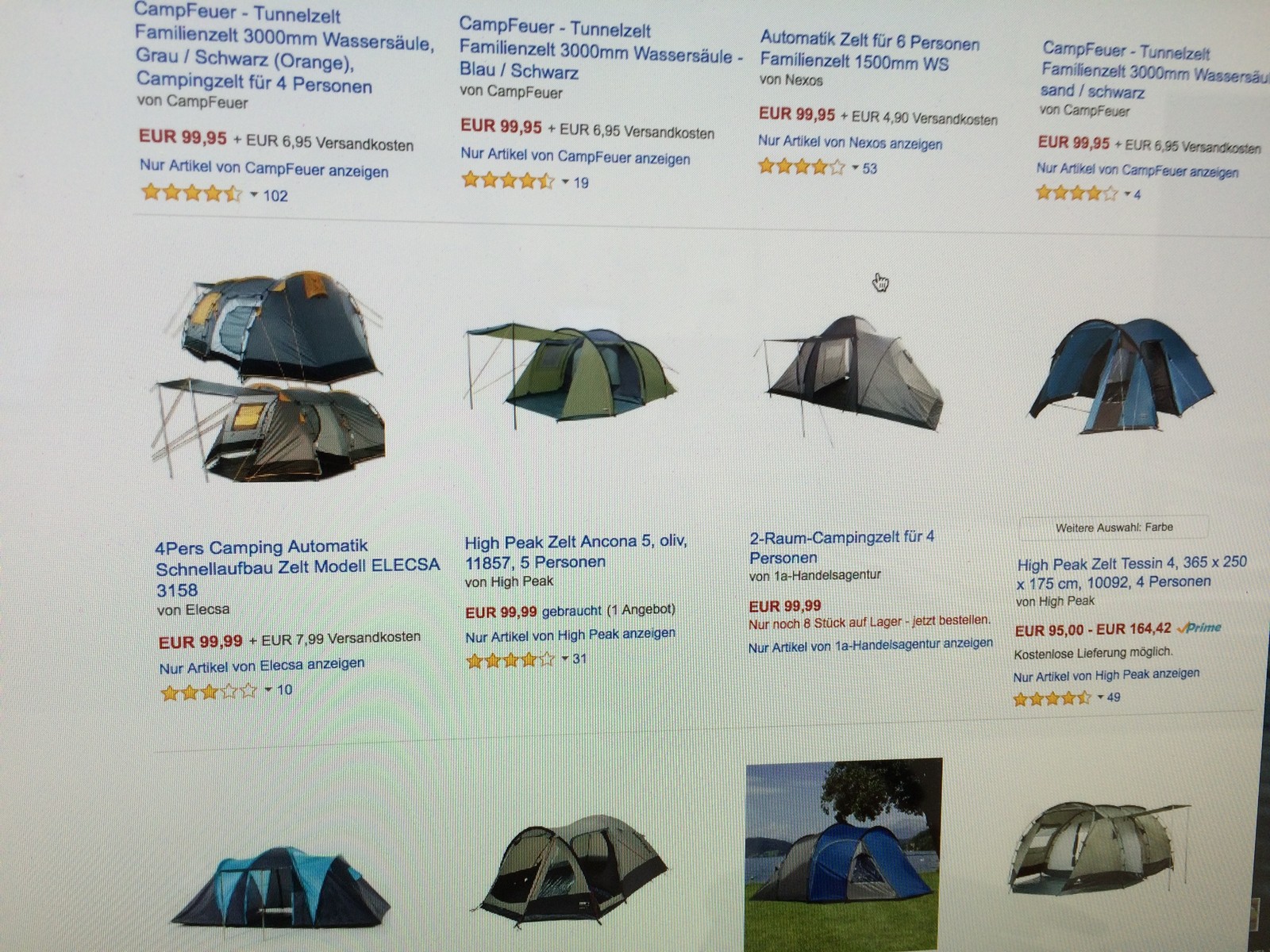 Nexos Automatik Zelt für 6 Personen Familienzelt 1500mm WS Campingzelt 