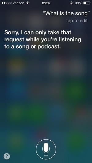 siriが曲を識別できなかった時の画面