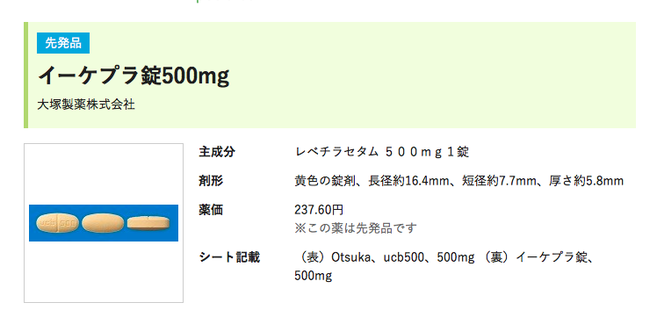 イーケプラ(大塚製薬)詳細記載