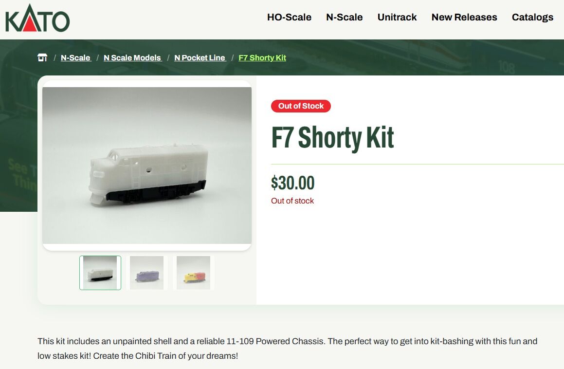 American Nscale Association:KATO Announced N F7 Shorty Kit Bash Kit ...