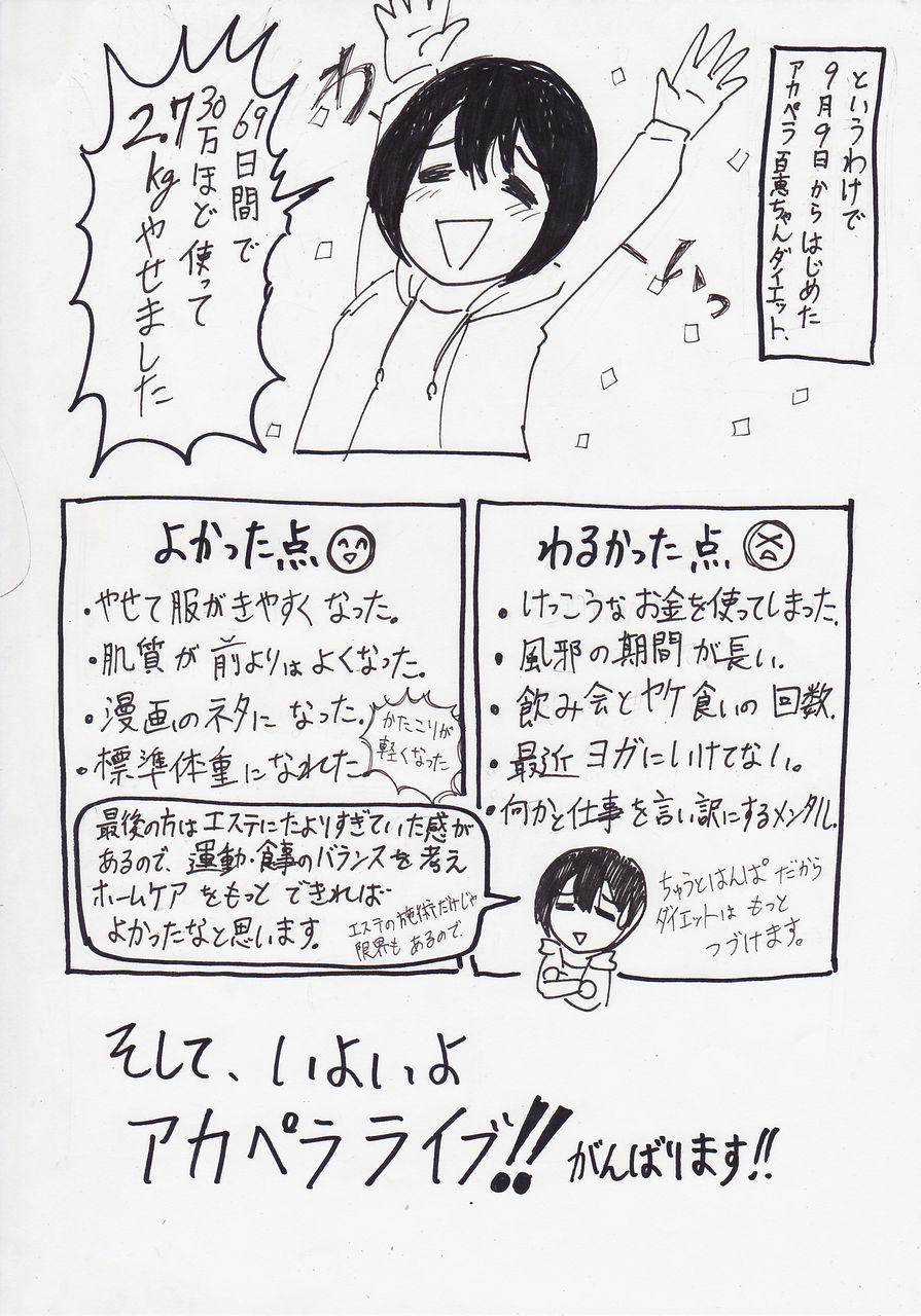 アカペラ百恵ちゃんダイエット 最終週 ライブ前最後の３日 69日間のまとめ あみあきひこ漫画描きブログ